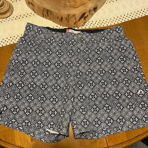 Women’s Blue and White Patterned Shorts